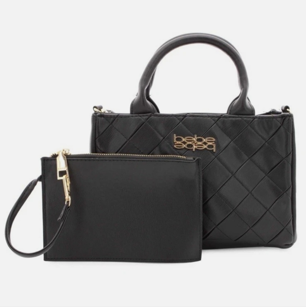 Bebe Black Quilted Clutch Wristlet